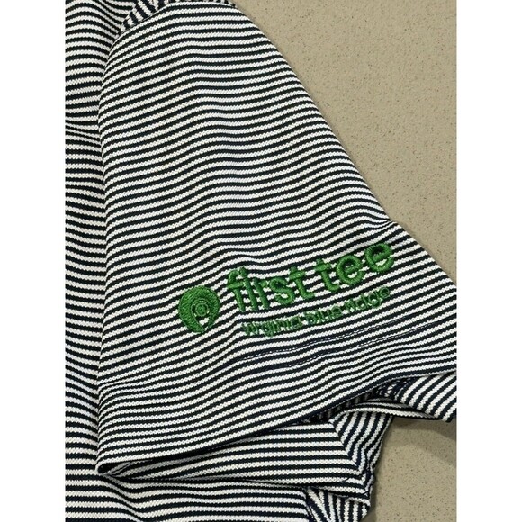 Rhoback Striped Golf Performance Athletic Polo Button Up Shirt Medium - Picture 4 of 4